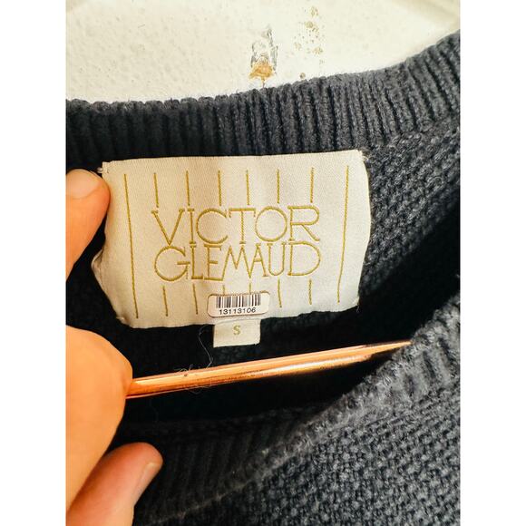 VICTOR GLEMAUD Black Red White Candy Detail Cotton Cashmere V Front Sweater S - Picture 6 of 15